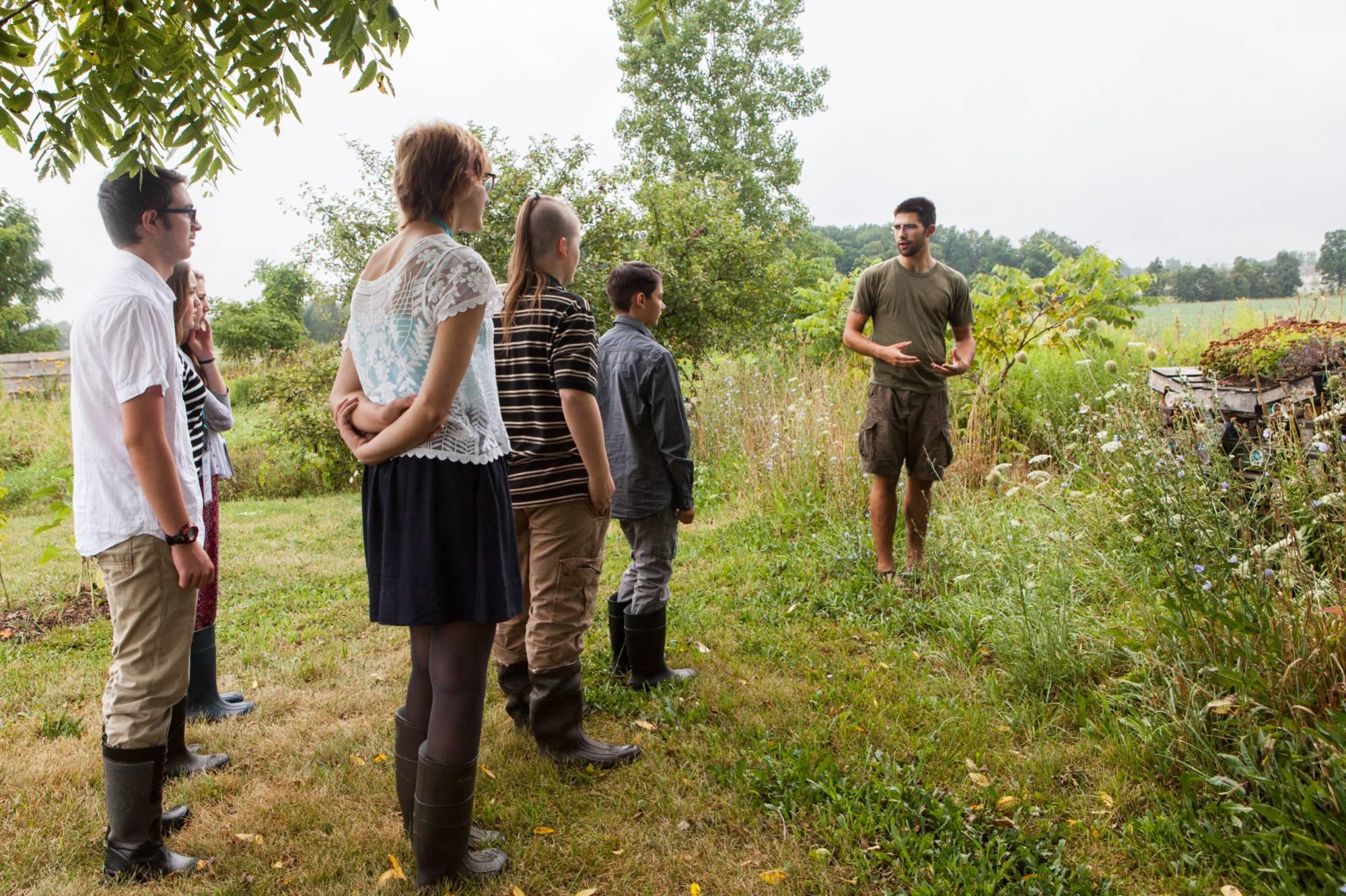 Children participating in an outdoor activity at the GVSU Sustainable Farm